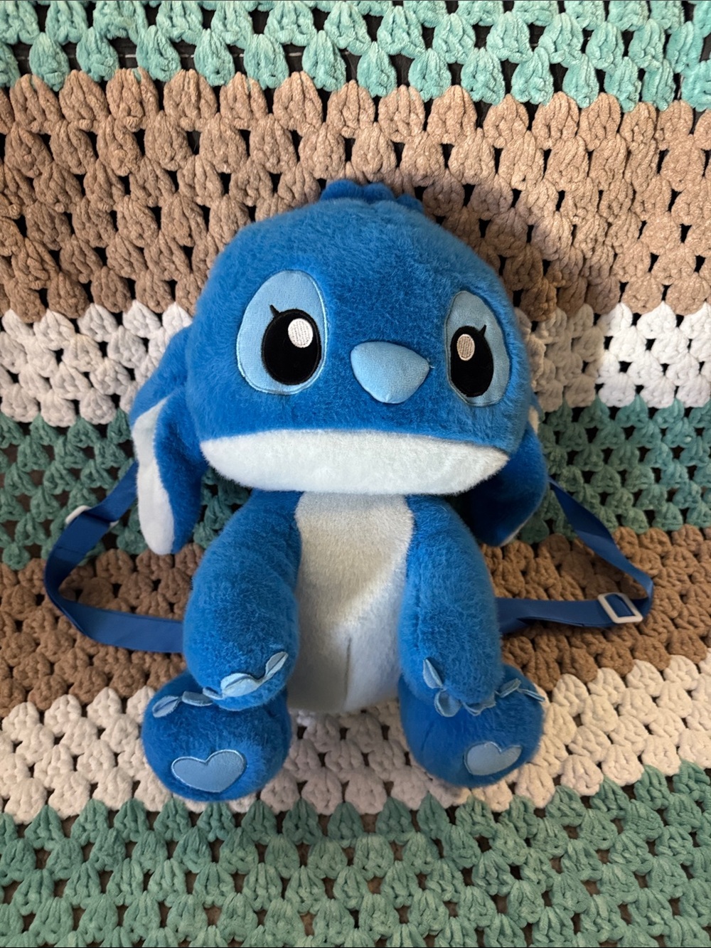 Blue Plush Bunny Kids Backpack - Soft Plush Animal Backpack Stitch